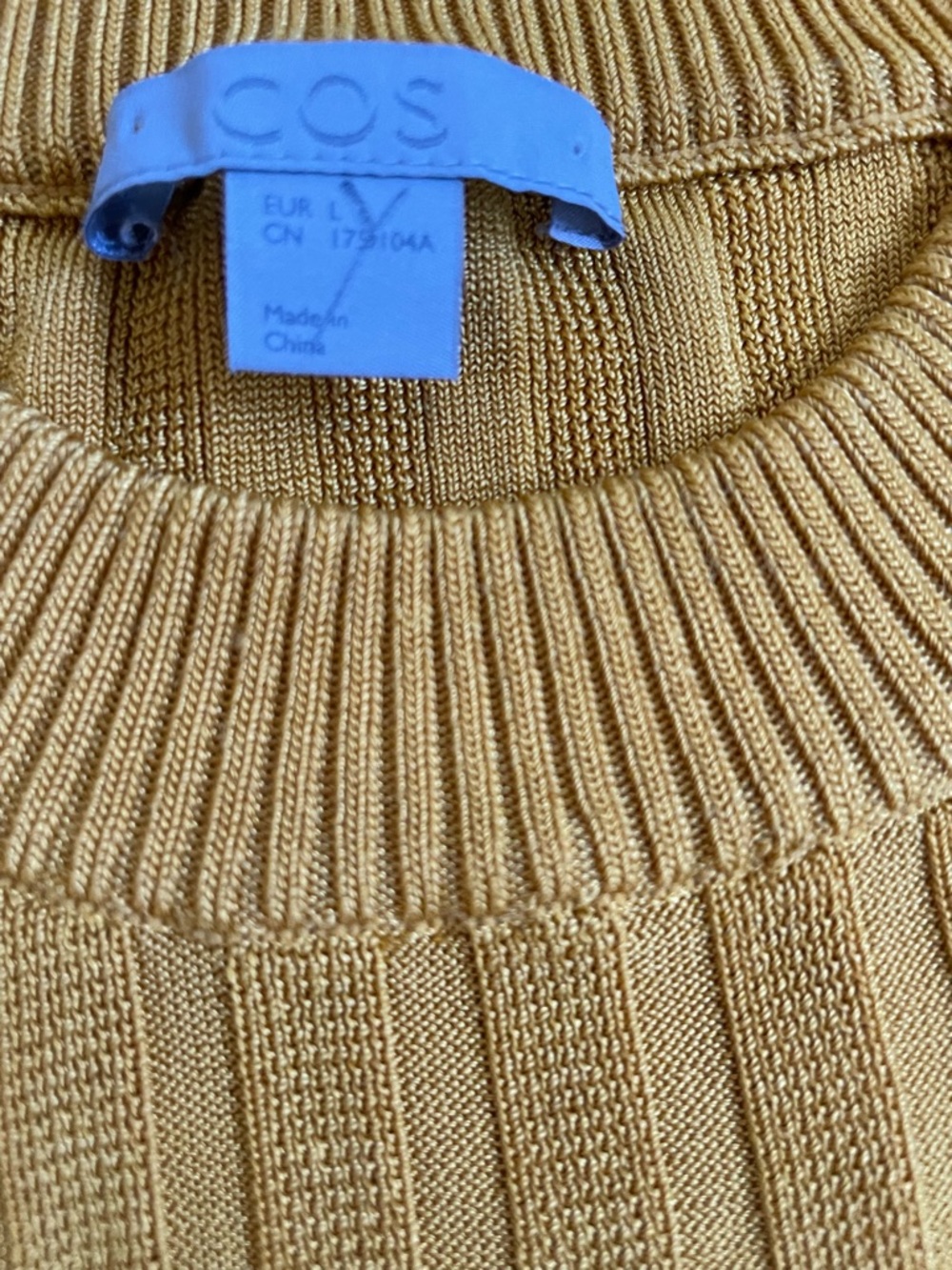 COS Ribbed Short-Sleeve Knit Top in Mustard L - Picture 6 of 8